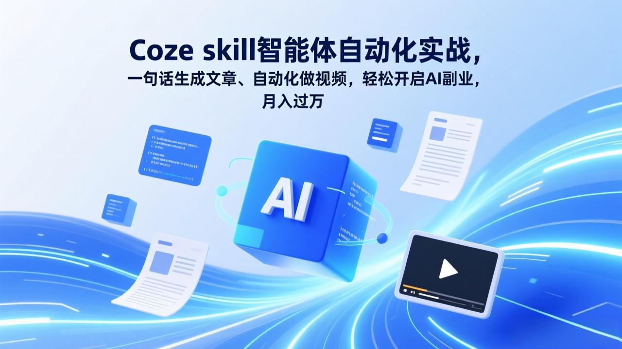 Coze skill智能体自动化实战,一句话生成文章、自动化做视频,轻松开启AI副业,月入过万-52项目站