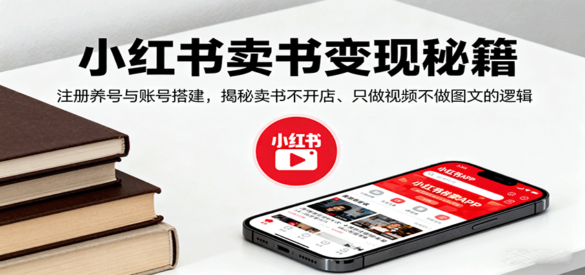 小红书卖书变现秘籍，注册养号与账号搭建，揭秘卖书不开店、只做视频不做图文的逻辑-52项目站