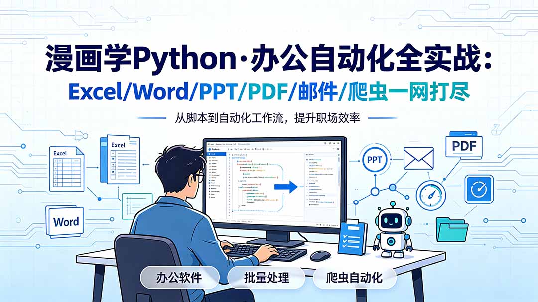 漫画学Python·办公自动化全实战：Excel/Word/PPT/PDF/邮件/爬虫一网打尽-52项目站