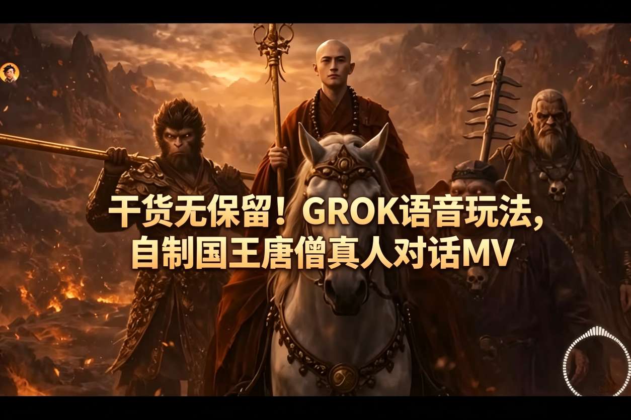 干货无保留！GROK语音玩法，自制国王唐僧真人对话MV-52项目站