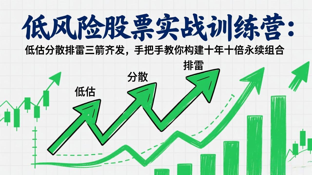 低风险股票实战训练营：低估分散排雷三箭齐发，手把手教你构建十年十倍永续组合-52项目站