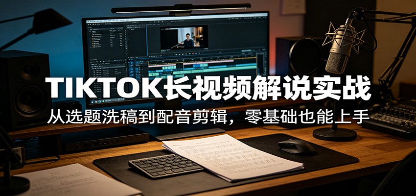 TIKTOK长视频解说实战：从选题洗稿到配音剪辑，零基础也能上手-52项目站