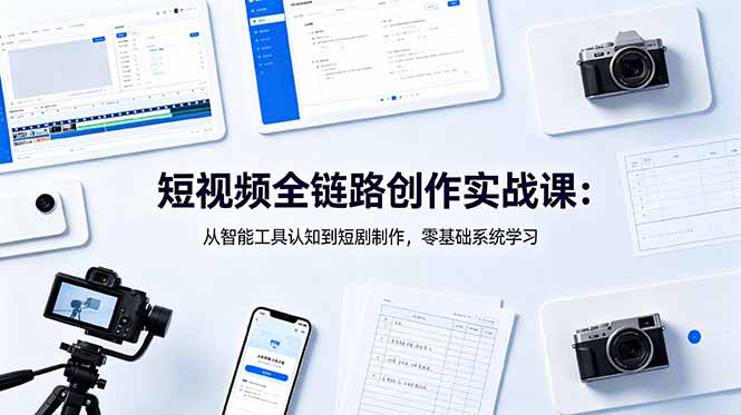 短视频全链路创作实战课:从智能工具认知到短剧制作,零基础系统学习-52项目站