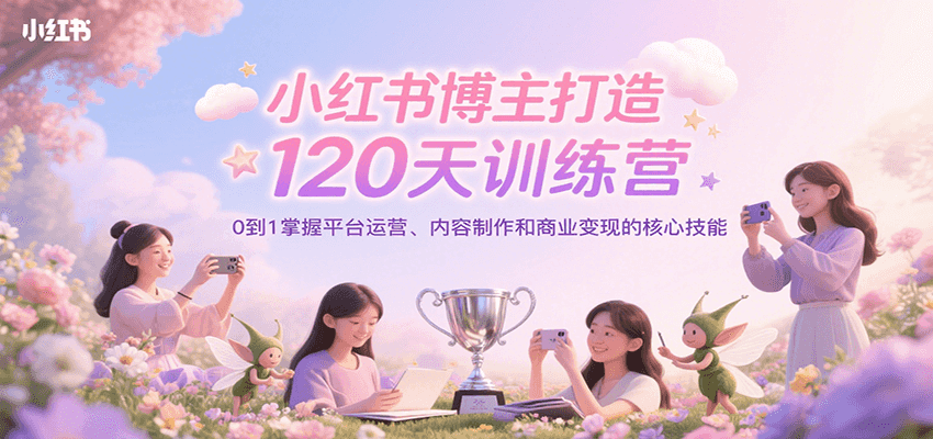 小红书博主打造120天训练营，0到1掌握平台运营、内容制作和商业变现-52项目站