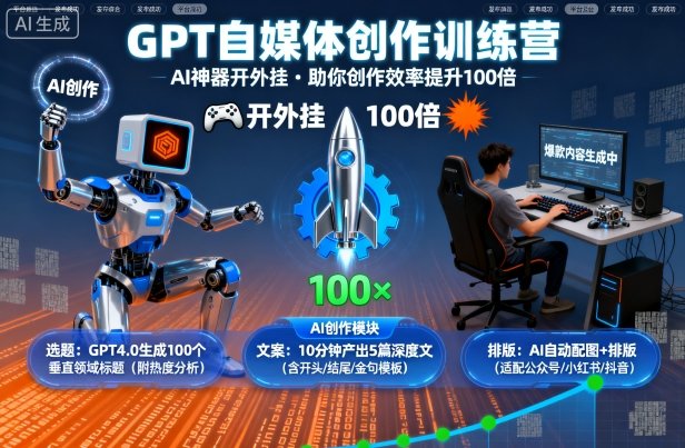 GPT自媒体创作训练营:AI神器开外挂,助你创作效率提升100倍-52项目站