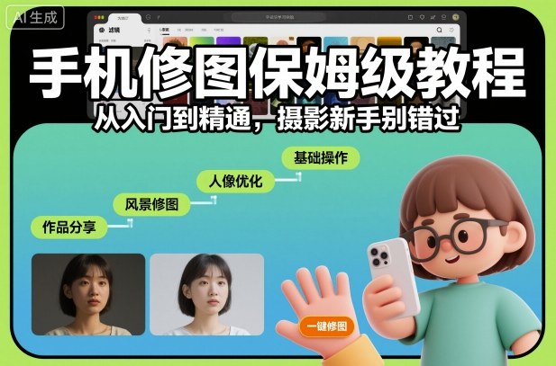 手机修图保姆级教程，从入门到精通，摄影新手别错过-52项目站