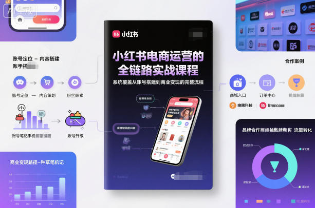 小红书电商运营的全链路实战课程,系统覆盖从账号搭建到商业变现的完整流程-52项目站