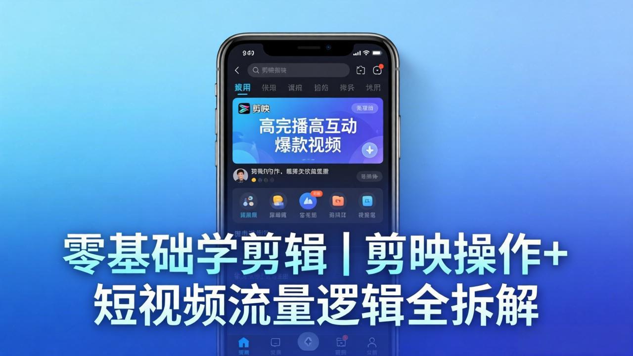 【零基础学剪辑】剪映操作+短视频流量逻辑全拆解｜手把手教你剪出高完播高互动爆款视频-52项目站