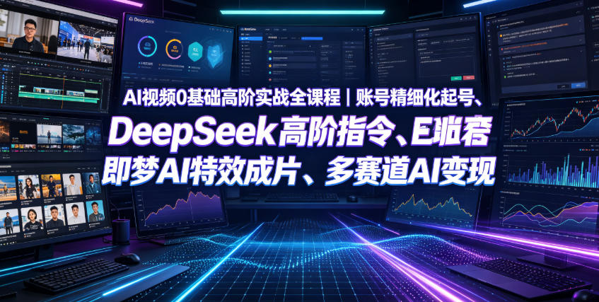 AI视频0基础高阶实战全课程|账号精细化起号、DeepSeek高阶指令、即梦AI特效成片、多赛道AI短视频量产变现-52项目站