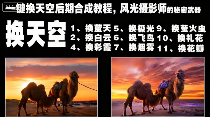 一键换天空后期合成教程，风光摄影师的秘密武器-52项目站