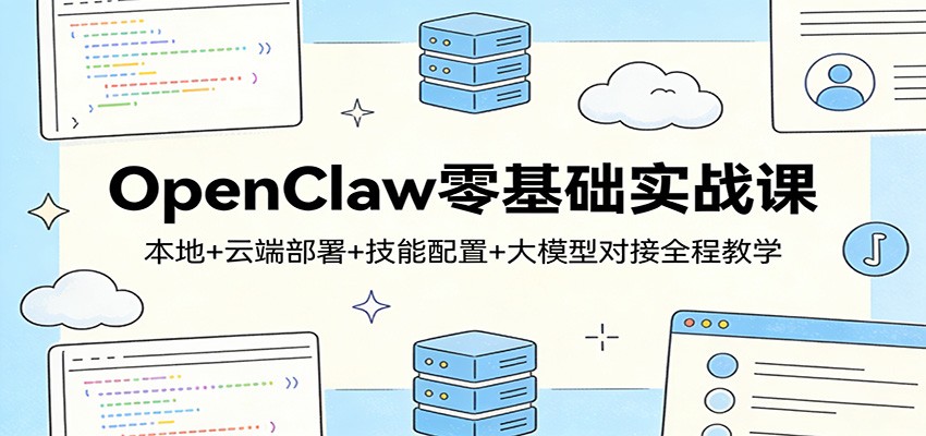 OpenClaw零基础实战课：本地+云端部署+技能配置+大模型对接全程教学-52项目站