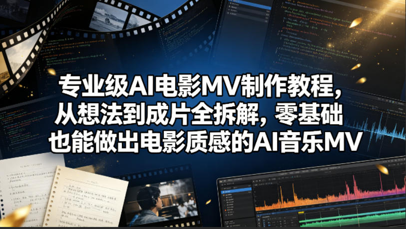 专业级AI电影MV制作教程，从想法到成片全拆解，零基础也能做出电影质感的AI音乐MV-52项目站