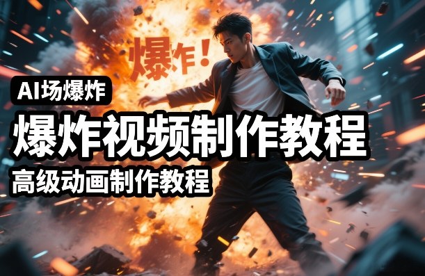 AI场景爆炸视频制作教程，利用人物实拍视频制作出高级的动画特效-52项目站