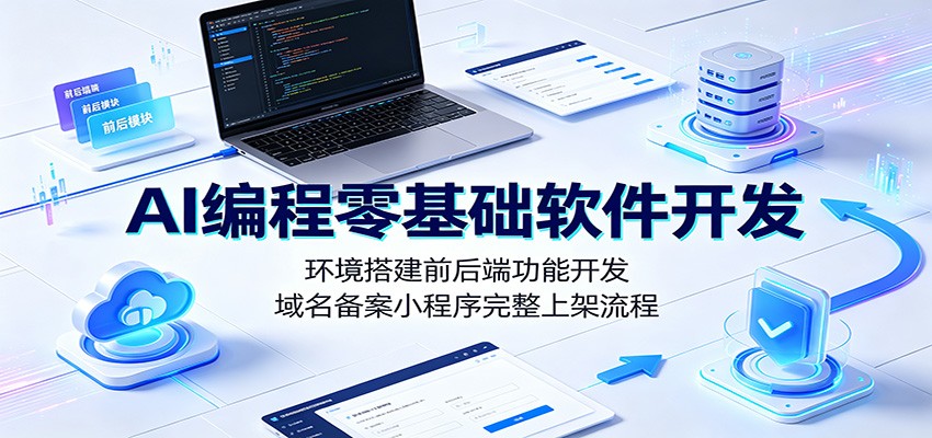 AI编程零基础软件开发：环境搭建前后端功能开发，域名备案小程序完整上架流程-52项目站