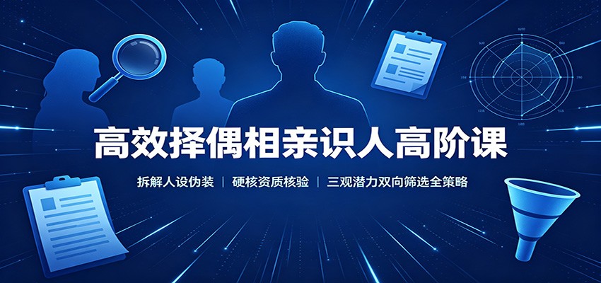 高效择偶相亲识人高阶课:拆解人设伪装,硬核资质核验,三观潜力双向筛选全策略-52项目站