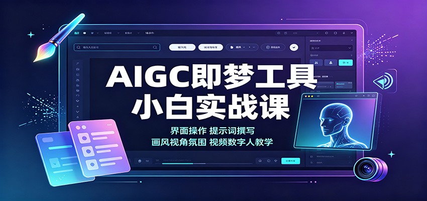 AIGC即梦工具小白实战课：界面操作，提示词撰写，画风视角氛围视频数字人教学-52项目站
