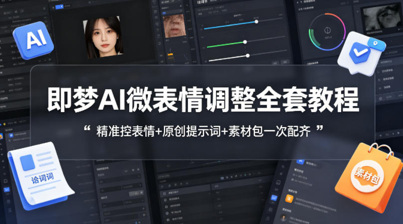 即梦AI微表情调整全套教程，精准控表情+原创提示词+素材包一次配齐-52项目站