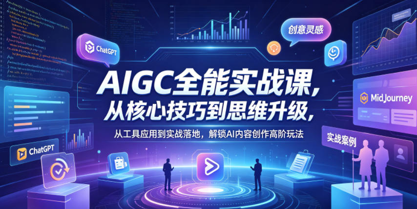 AIGC全能实战课，从核心技巧到思维升级，从工具应用到实战落地，解锁AI内容创作高阶玩法-52项目站
