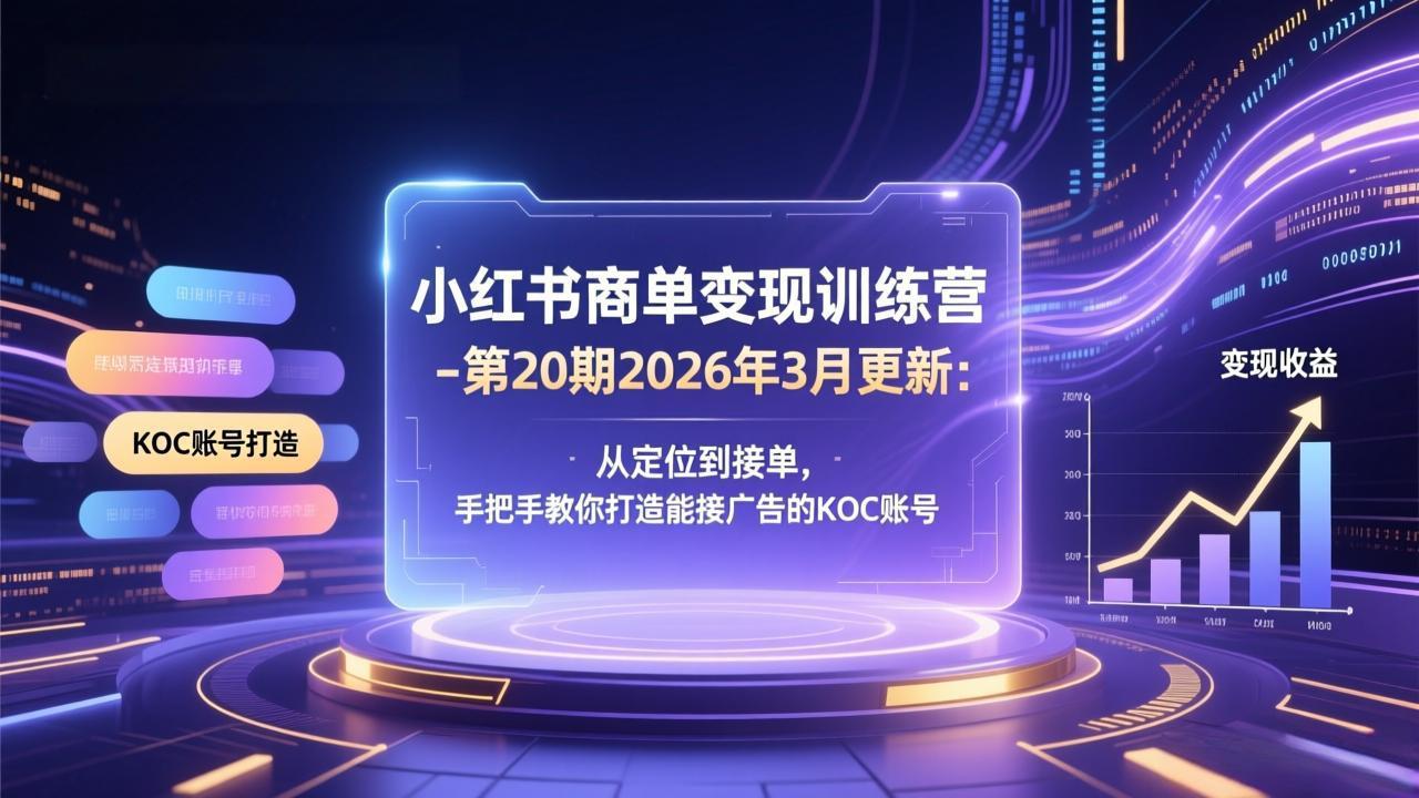 小红书商单变现训练营-第20期26年3月更新：从定位到接单，手把手教你打造能接广告的KOC账号-52项目站