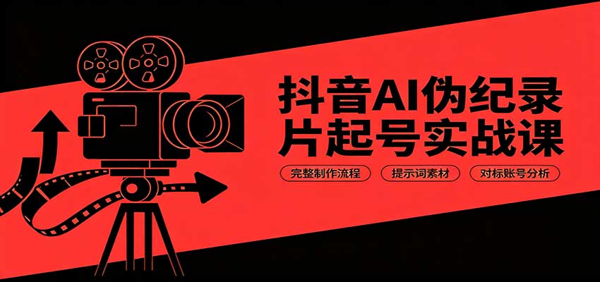 抖音AI伪纪录片起号实战课：完整制作流程，提示词素材，对标账号分析-52项目站