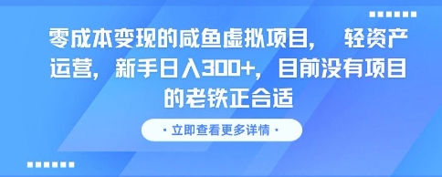 零成本变现的咸鱼虚拟项目, 轻资产运营,新手日入3张+,目前没有项目的老铁正合适