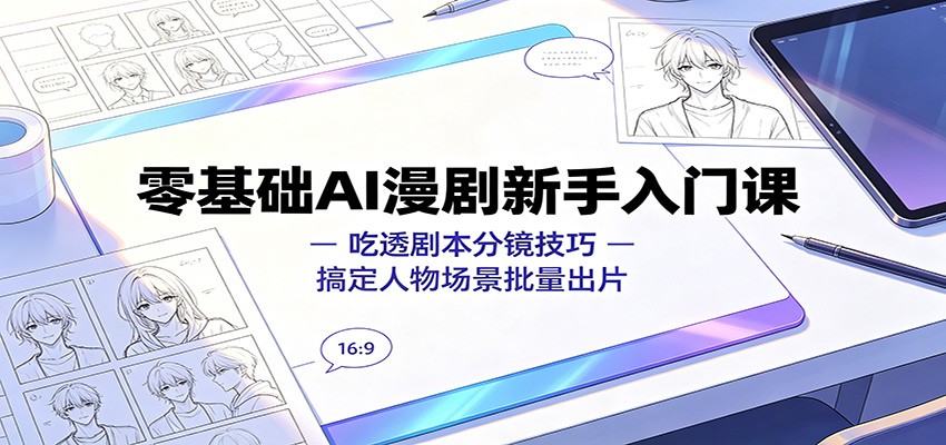 零基础AI漫剧新手入门课：吃透剧本分镜技巧，搞定人物场景批量出片-52项目站