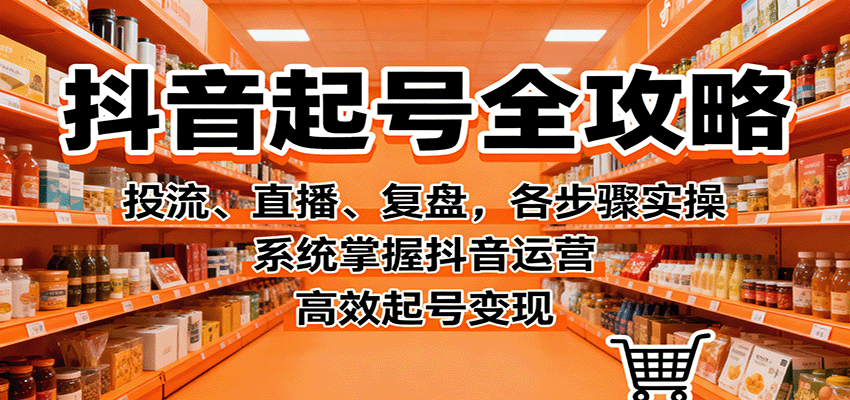 抖音起号全攻略，投流、直播、复盘，各步骤实操，系统掌握抖音运营，高效起号变现-52项目站