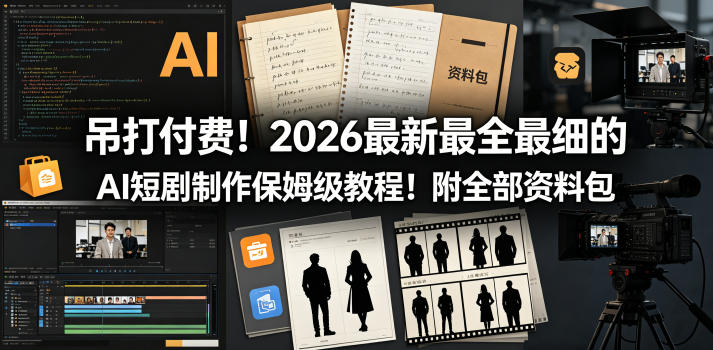 吊打付费!2026最新最全最细的AI短剧制作保姆级教程!附全部资料包-52项目站