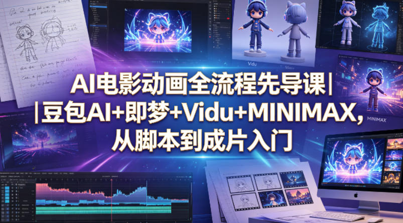 AI电影动画全流程先导课｜豆包AI+即梦+Vidu+MINIMAX，从脚本到成片入门-52项目站