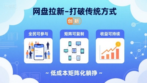 网盘拉新-打破传统方式，低成本矩阵化躺挣，全民可参与、矩阵可复制、收益可持续【揭秘】-52项目站