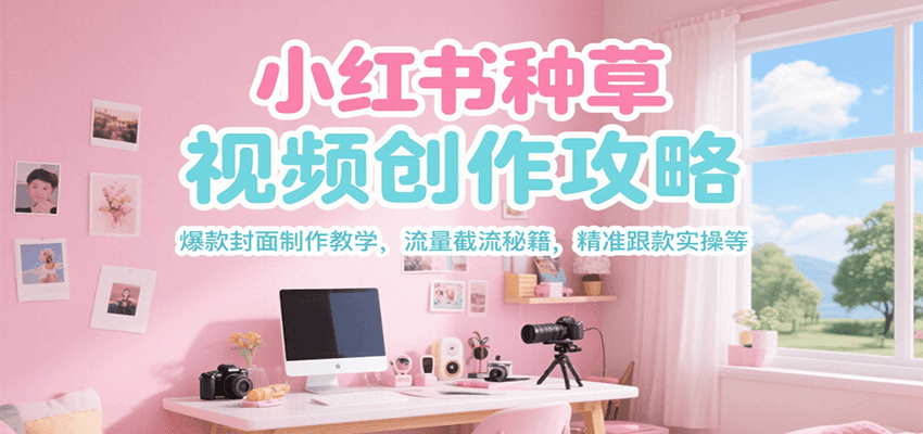 小红书种草视频创作攻略，爆款封面制作教学 ，流量截流秘籍 ，精准跟款实操等-52项目站