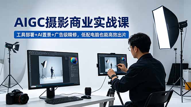 AIGC 摄影商业实战课,工具部署+AI置景+广告级精修,低配电脑也能高效出片-52项目站