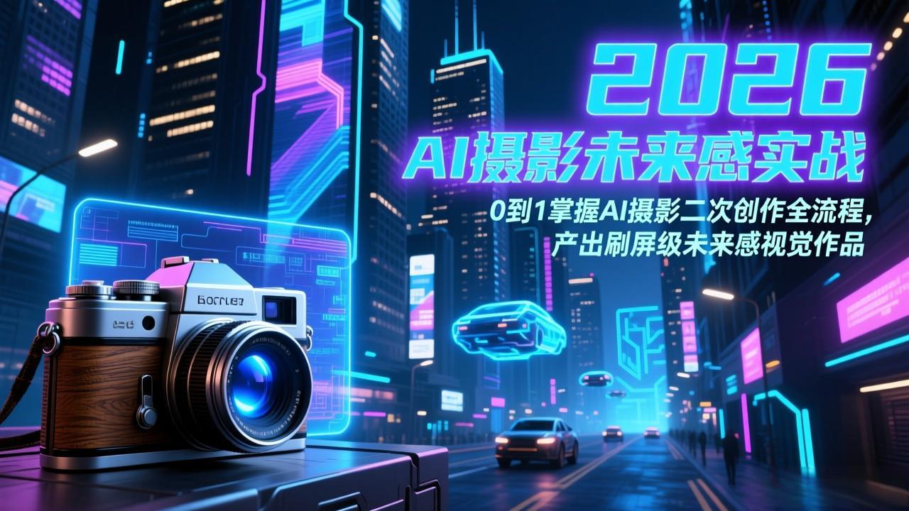 2026 AI摄影未来感实战：0到1掌握AI摄影二次创作全流程，产出刷屏级未来感视觉作品-52项目站