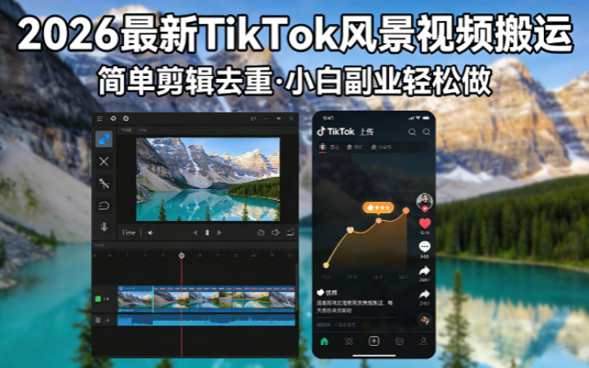 2026最新TikTok风景视频搬运简单剪辑去重小白副业月入 8000-52项目站