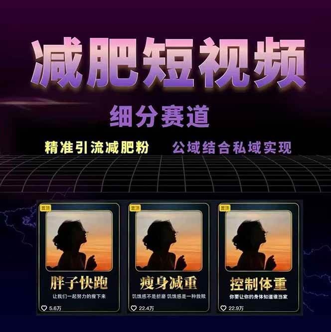图片[2]-减肥短视频运营实战课：含素材制作、剪映教学，讲精准引流、变现设计与内容模板技巧-52项目站