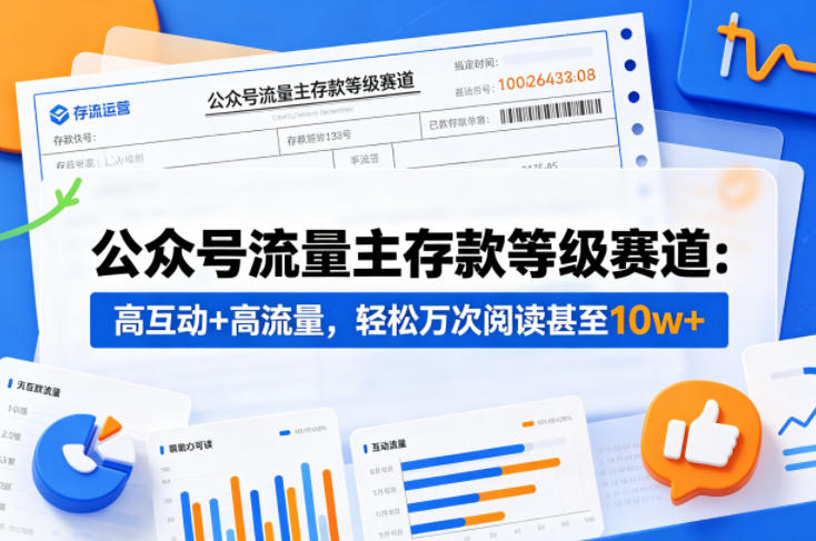 公众号流量主之存款等级赛道，高互动+高流量，轻松达到万次阅读，甚至10w+-52项目站