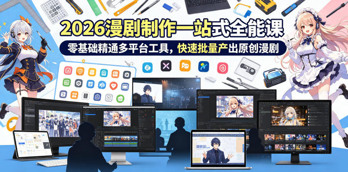 2026 AI漫剧制作一站式全能课,零基础精通多平台工具,快速批量产出原创漫剧-52项目站