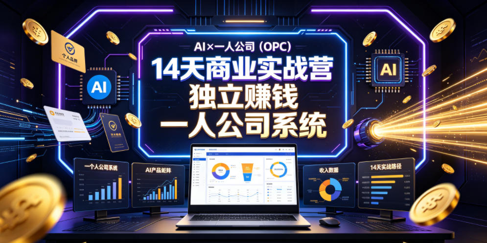 AI×一人公司(OPC)14天商业实战营,用AI帮你搭建一个属于你自己的、能独立賺钱的一人公司系统-52项目站