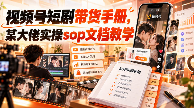 视频号短剧带货手册，某大佬实操sop文档教学-52项目站