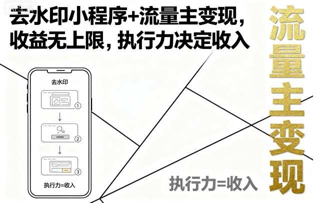 去水印小程序+流量主变现,收益无上限,执行力决定收入-52项目站