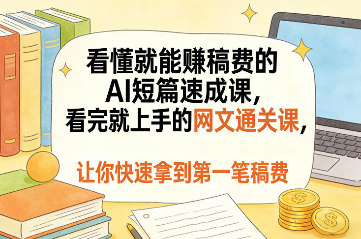 看懂就能賺稿费的AI短篇速成课，看完就上手的网文通关课，让你快速拿到第一笔稿费(更新5月)-52项目站