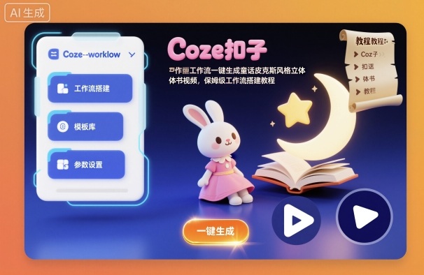 Coze扣子工作流一键生成童话皮克斯风格立体书视频,保姆级工作流搭建教程-52项目站