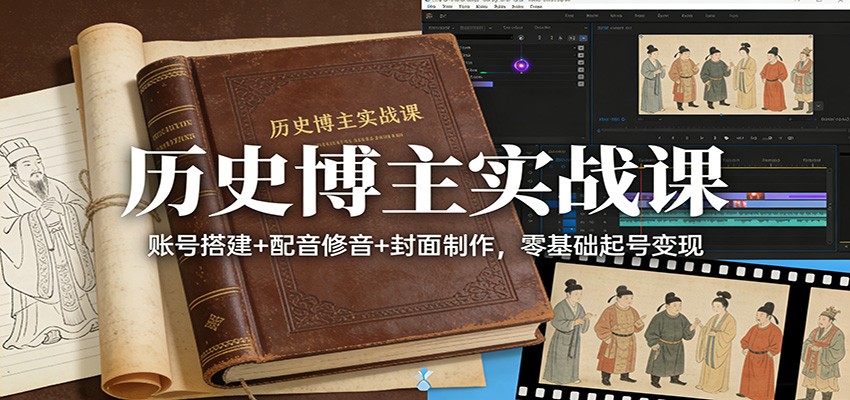 历史博主实战课：账号搭建+配音修音+封面制作，零基础起号变现-52项目站