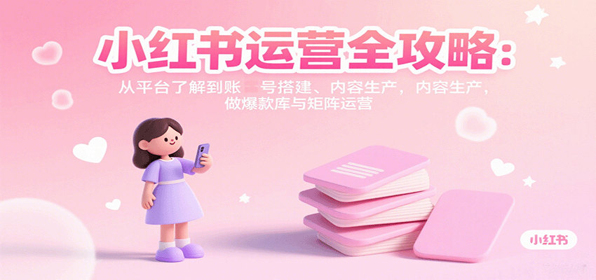 小红书运营全攻略：从平台了解到账号搭建、内容生产，做爆款库与矩阵运营-52项目站