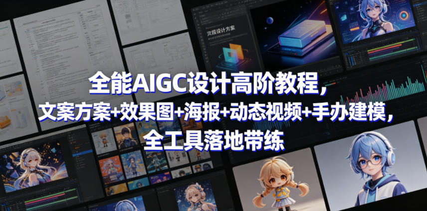 全能AIGC设计高阶教程，文案方案+效果图+海报+动态视频+手办建模，全工具落地带练-52项目站