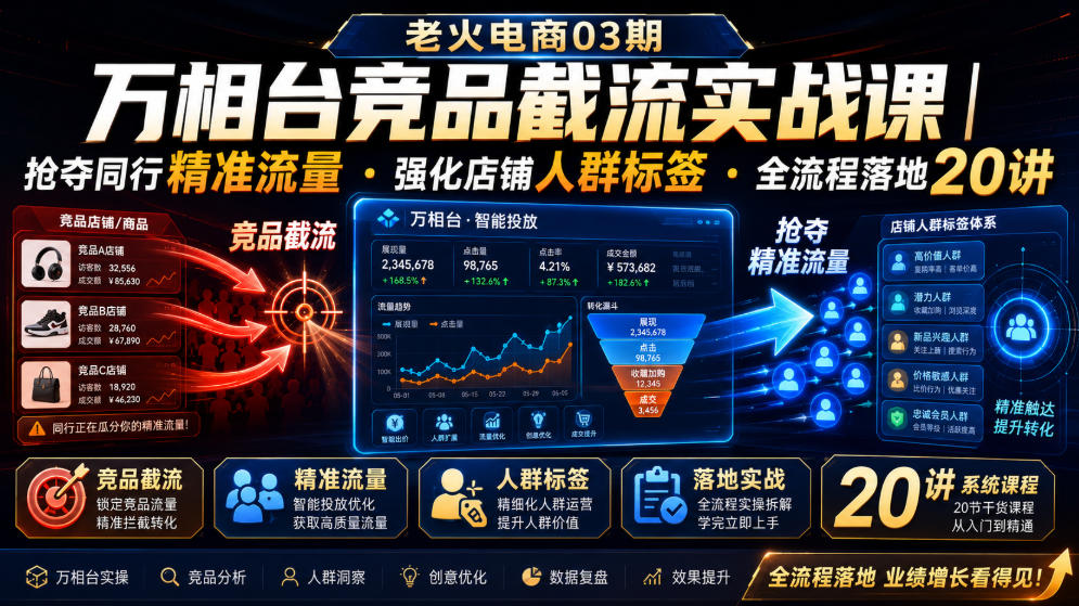 老火电商03期・万相台竞品截流实战课｜抢夺同行精准流量・强化店铺人群标签・全流程落地20讲-52项目站