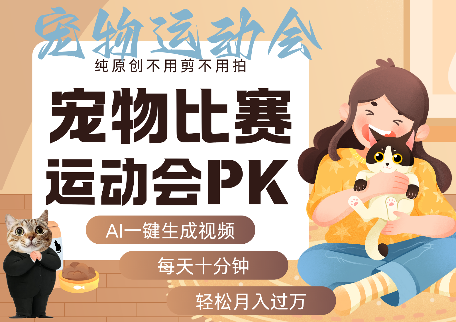 AI萌宠运动员跳水 射击 篮球 足球比赛 每天十分钟 附详细提示词文案库 代替做…-52项目站