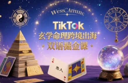 TikTok玄学命理跨境出海双语掘金课,手把手教你用命理知识精准直击海外用户痛点-52项目站
