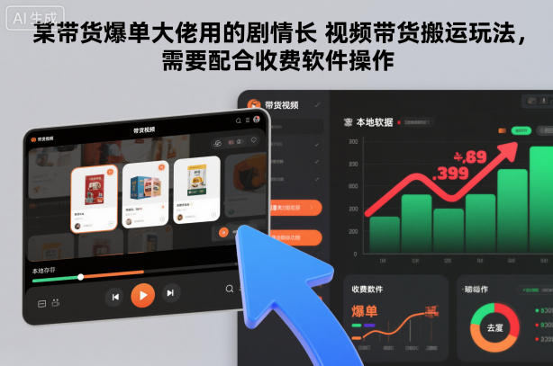 某带货爆单大佬用的剧情长视频带货搬运玩法，需要配合收费软件操作-52项目站