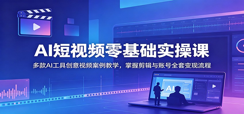 AI短视频零基础实操课：多款AI工具创意视频案例教学，掌握剪辑与账号全套变现流程-52项目站